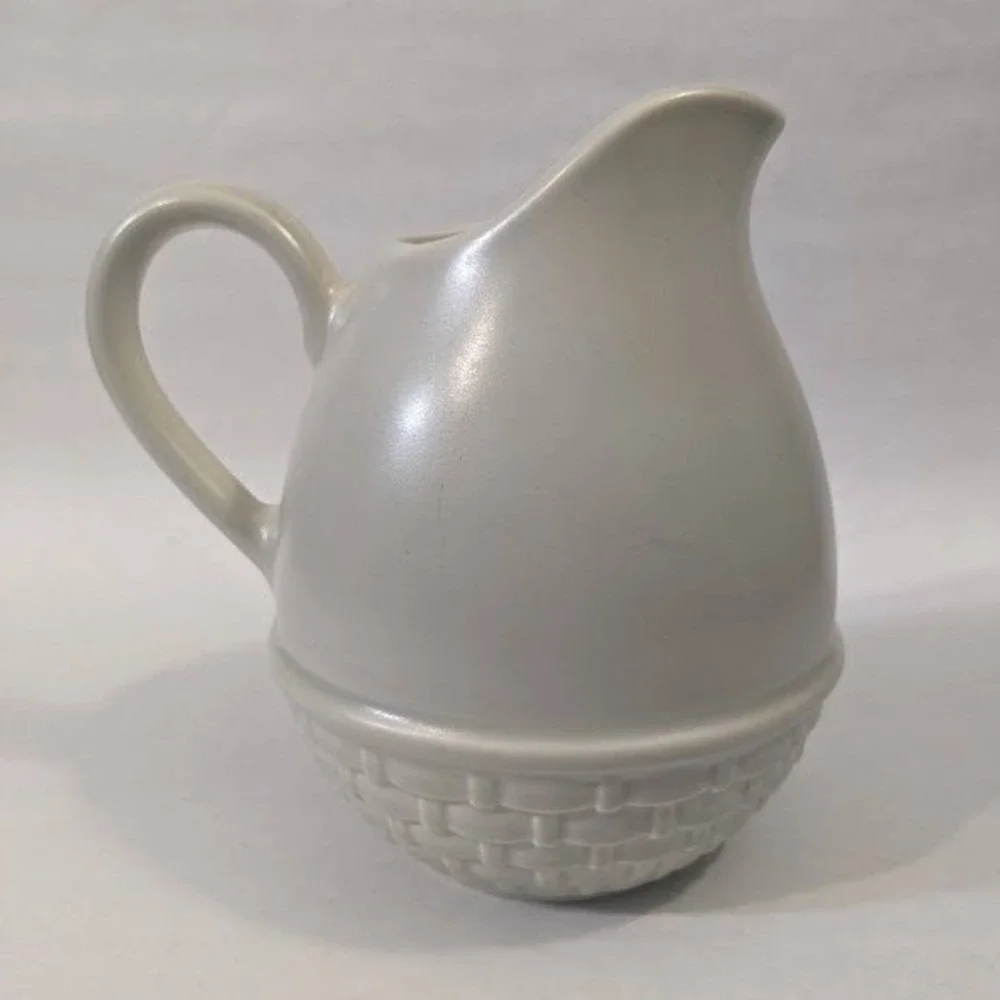 Vintage Pfaltzgraff Basketweave Stoneware Pitcher Off-White Vintage Farmhouse